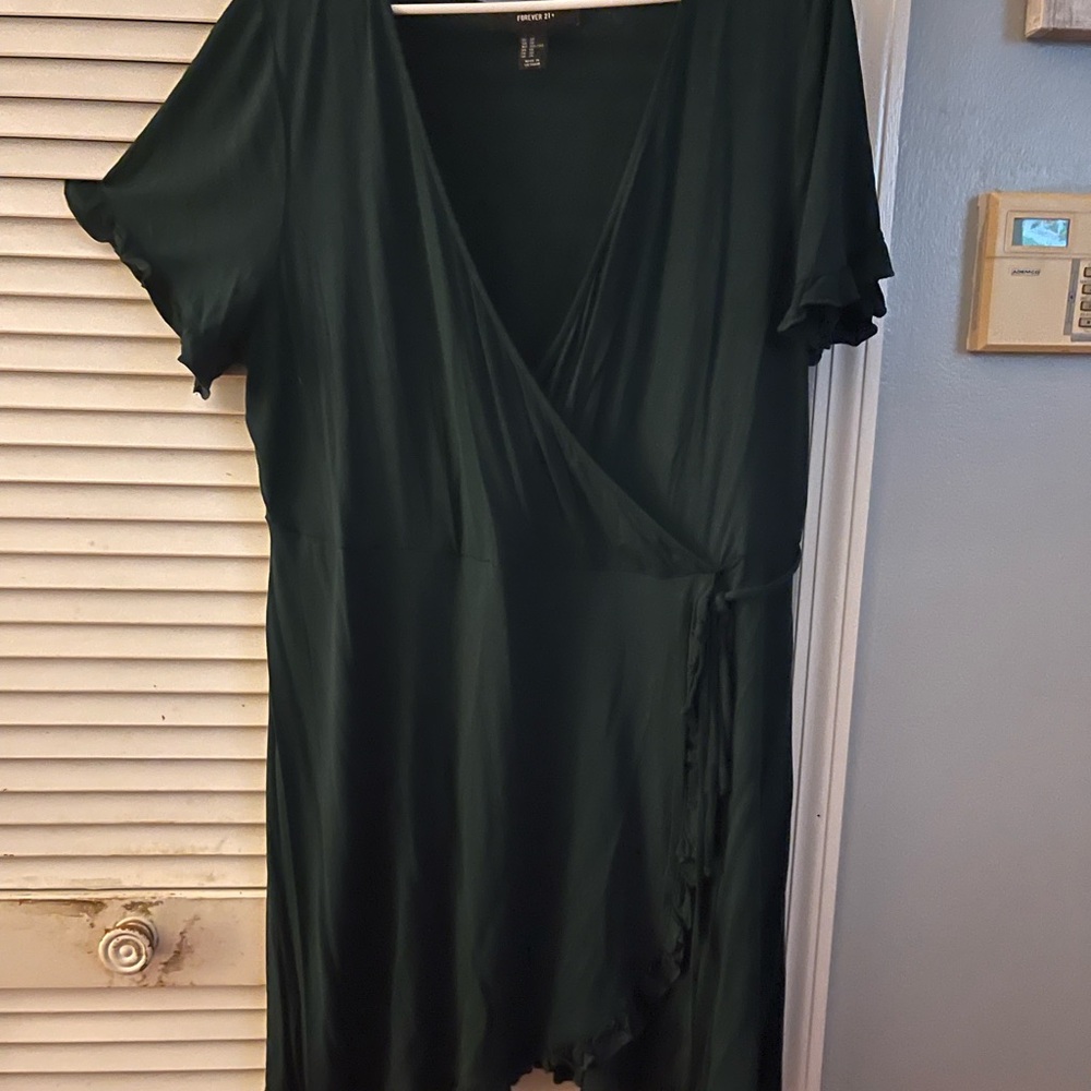 Forever 21 Dark Green Asymmetrical Dress